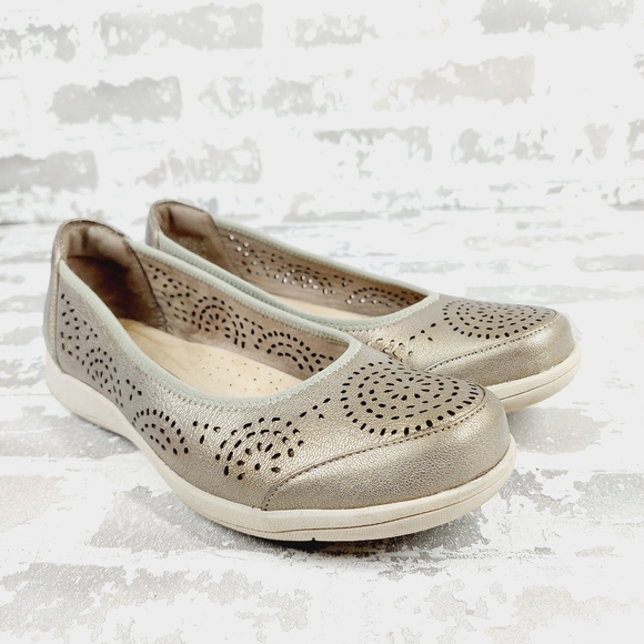 Rockport Daisey Eyelet Leather  Women's  Metallic Slip On Flats C746 - Picture 4 of 11